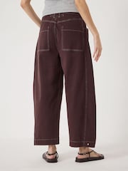 Hush Dark Merlot Red Bryce Barrel Leg Seam Detail Trousers - Image 3 of 6