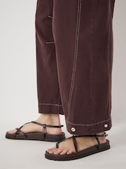 Hush Dark Merlot Red Bryce Barrel Leg Seam Detail Trousers - Image 4 of 6