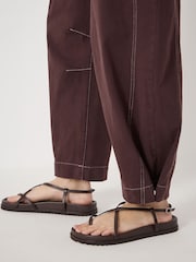 Hush Dark Merlot Red Bryce Barrel Leg Seam Detail Trousers - Image 5 of 6