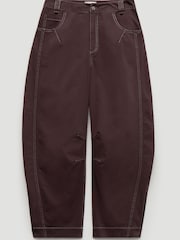 Hush Dark Merlot Red Bryce Barrel Leg Seam Detail Trousers - Image 6 of 6