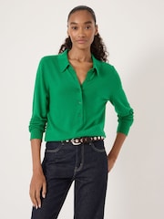 Hush Green Merino Long Sleeve Polo Top - Image 1 of 5