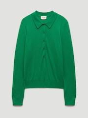 Hush Green Merino Long Sleeve Polo Top - Image 5 of 5