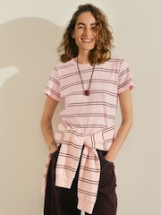 Hush Pink Slim Fit Slub Stripe T-Shirt - Image 1 of 3