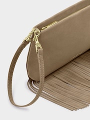 Katie Loxton Taupe Suedette Cali Fringe Small Shoulder Bag - Image 5 of 5