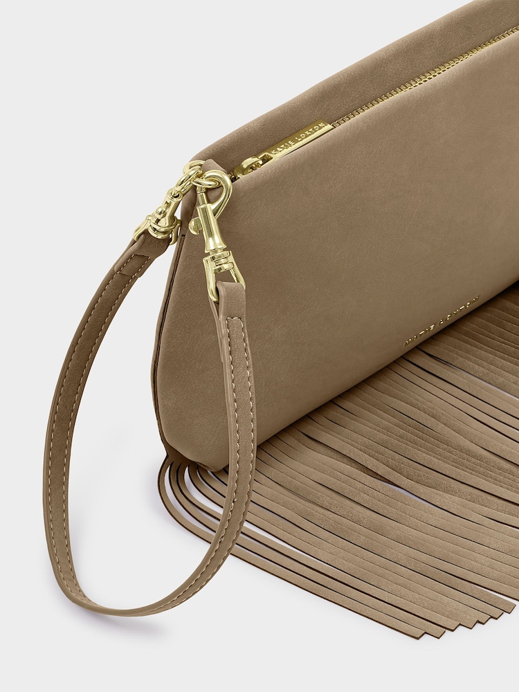 Katie Loxton Taupe Suedette Cali Fringe Small Shoulder Bag - Image 5 of 5