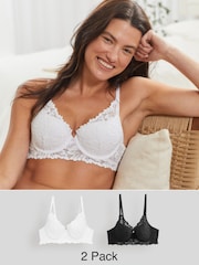 أسود/أبيض - Lace Ultimate Comfort Bras 2 Pack - صورة 1 من 13