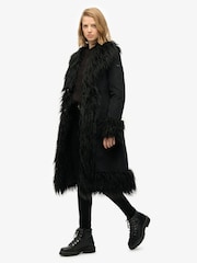 Superdry Black Long Afghan Coat - Image 2 of 8