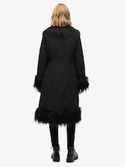 Superdry Black Long Afghan Coat - Image 3 of 8