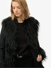 Superdry Black Long Afghan Coat - Image 4 of 8