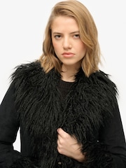 Superdry Black Long Afghan Coat - Image 5 of 8