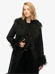 Superdry Black Long Afghan Coat - Image 6 of 8