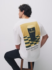 White Relaxed Fit Guinness Licence T-Shirt - Image 1 of 5