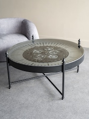 Libra Interiors Nickle Black Palladium Wall Clock Coffee Table with Moving Cogs - Image 1 of 5