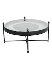 Libra Interiors Nickle Black Palladium Wall Clock Coffee Table with Moving Cogs - Image 2 of 5