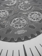 Libra Interiors Nickle Black Palladium Wall Clock Coffee Table with Moving Cogs - Image 4 of 5