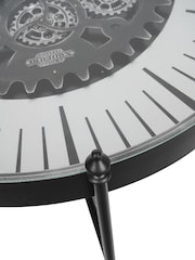Libra Interiors Nickle Black Palladium Wall Clock Coffee Table with Moving Cogs - Image 5 of 5
