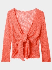 Joe Browns Orange Lightweight Popcorn Knit 3/4 Cardigan - Image 1 of 2