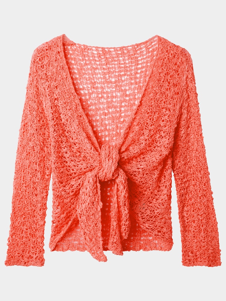 Joe Browns Orange Lightweight Popcorn Knit 3/4 Cardigan - Image 1 of 2