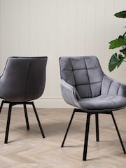 Barker and Stonehouse Grey Velvet Swivel Dining Chair - Image 1 of 6