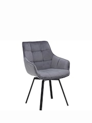 Barker and Stonehouse Grey Velvet Swivel Dining Chair - Image 2 of 6