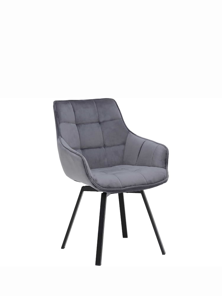 Barker and Stonehouse Grey Velvet Swivel Dining Chair - Image 2 of 6 Barker and Stonehouse Grey Velvet Swivel Dining Chair - Image 2 of 6