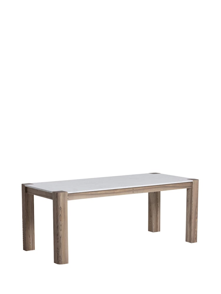 Barker and Stonehouse Brown Ash Wood Dining Table With Stone Top - Image 2 of 6 Barker and Stonehouse Brown Ash Wood Dining Table With Stone Top - Image 2 of 6