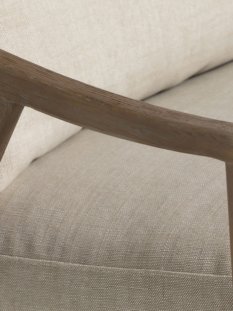 Barker and Stonehouse Beige Fabric Sofa with Rattan Sides - Image 2 of 6 Barker and Stonehouse Beige Fabric Sofa with Rattan Sides - Image 2 of 6