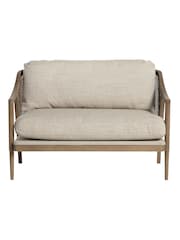 Barker and Stonehouse Beige Fabric Sofa with Rattan Sides - Image 3 of 6