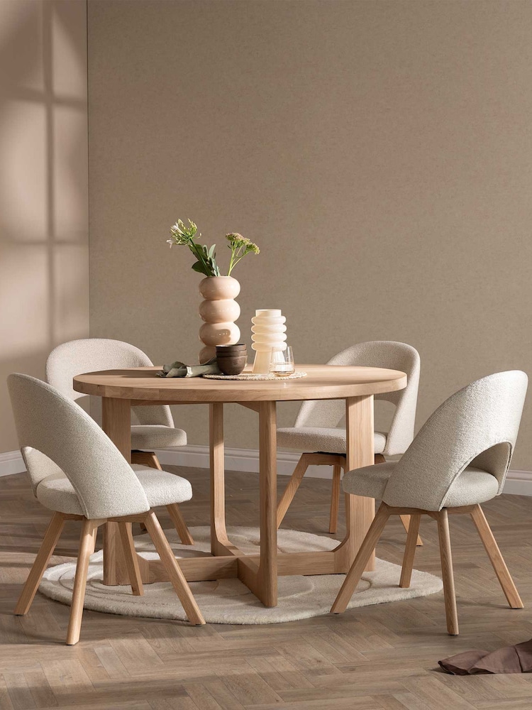 Barker and Stonehouse Natural Fabric Swivel Dining Chair - Image 1 of 6