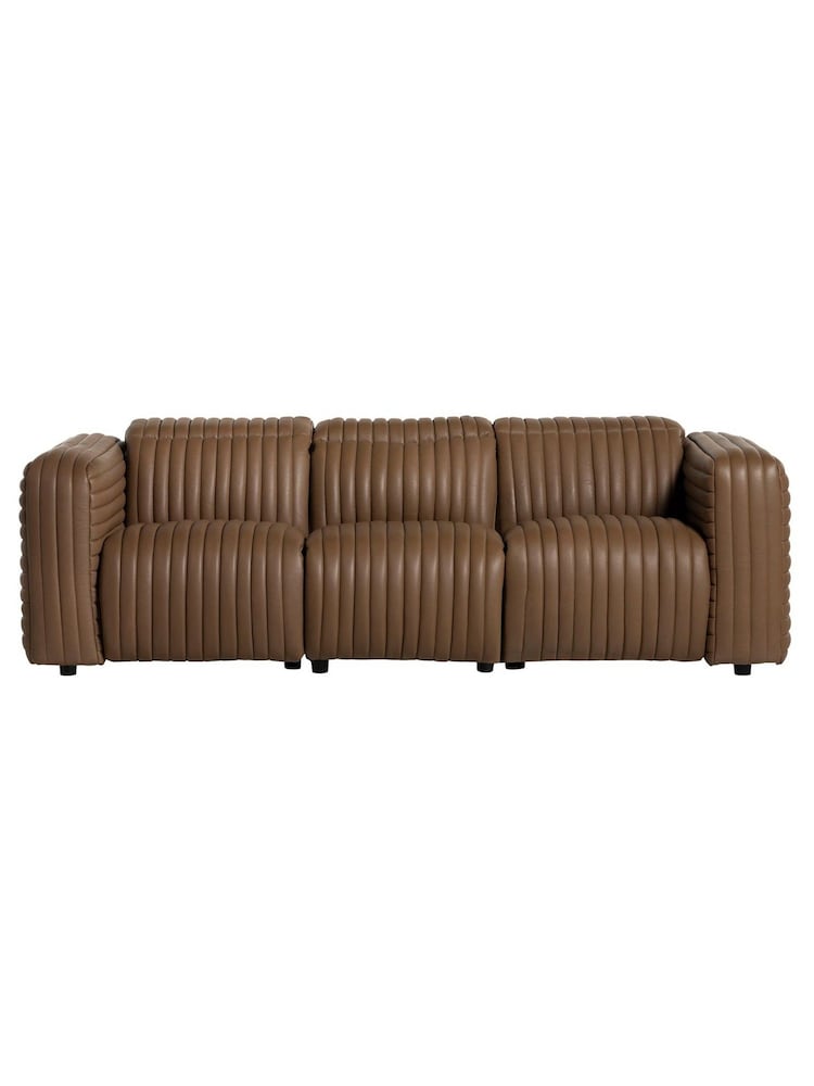 Barker and Stonehouse Brown Leather Recliner Sofa - Image 1 of 6 Barker and Stonehouse Brown Leather Recliner Sofa - Image 1 of 6