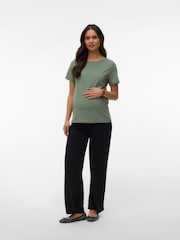 Mamalicious Black Maternity Jersey Wide Leg Trousers - Image 2 of 5