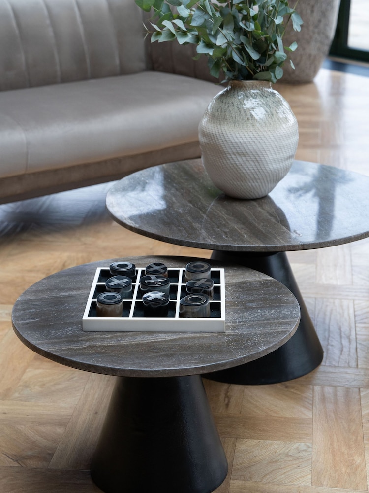 Libra Interiors Grey Clifton II Charcoal Black and Dark Travertine Coffee Table - Image 1 of 6