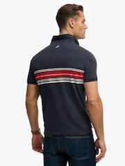 Superdry Blue Vintage Stripe Jersey Polo Shirt - Image 3 of 7