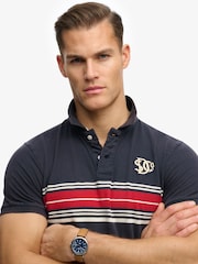 Superdry Blue Vintage Stripe Jersey Polo Shirt - Image 5 of 7