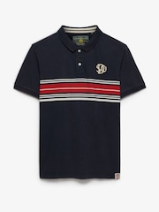 Superdry Blue Vintage Stripe Jersey Polo Shirt - Image 6 of 7