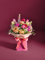 Pink/Orange Mother's Day Rose and Ranunculus Fresh Flower Bouquet in Gift Bag - Image 1 of 5