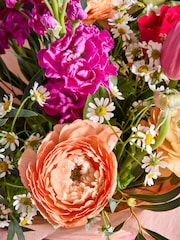 Pink/Orange Mother's Day Rose and Ranunculus Fresh Flower Bouquet in Gift Bag - Image 2 of 5