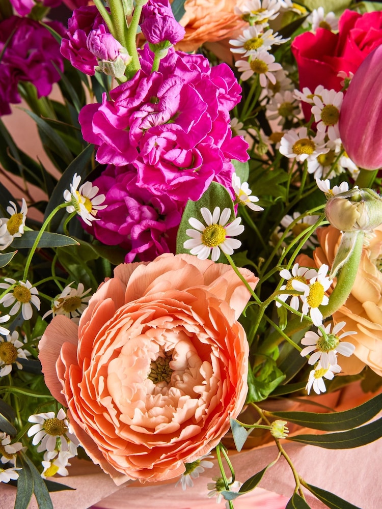 Pink/Orange Mother's Day Rose and Ranunculus Fresh Flower Bouquet in Gift Bag - Image 2 of 5