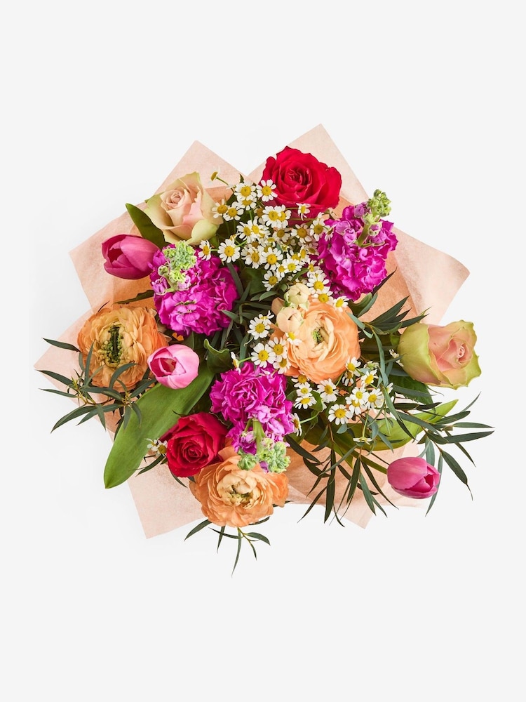 Pink/Orange Mother's Day Rose and Ranunculus Fresh Flower Bouquet in Gift Bag - Image 5 of 5