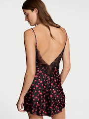Victoria's Secret Black Cherries Satin Lace Trim Slip Dress - Image 2 of 3