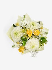 Yellow Rose and Chrsyanthemum Fresh Flower Bouquet in Hatbox - Image 3 of 4