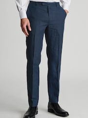 Brook Taverner Blue Tailored Fit Pure Linen Suit Trousers - Image 1 of 2