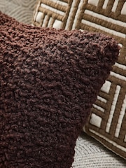 Chocolate Brown 50 x 30cm Wooly Texture Knit Cushion - Image 2 of 4