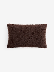 Chocolate Brown 50 x 30cm Wooly Texture Knit Cushion - Image 3 of 4