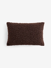 Chocolate Brown 50 x 30cm Wooly Texture Knit Cushion - Image 4 of 4