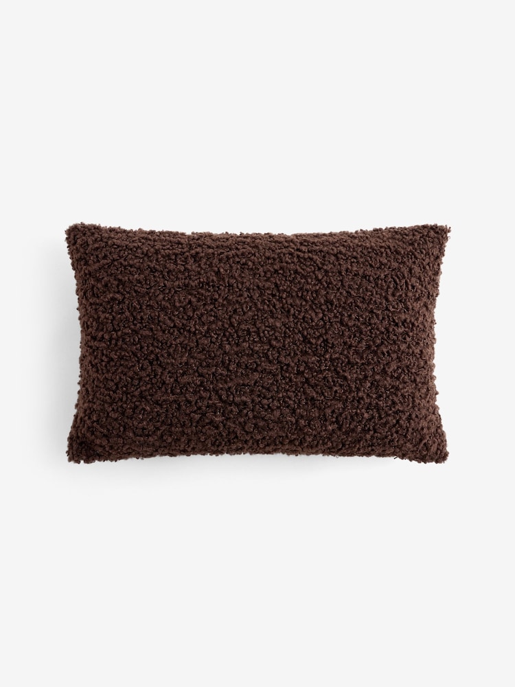 Chocolate Brown 50 x 30cm Wooly Texture Knit Cushion - Image 4 of 4