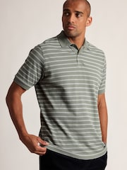 Brook Taverner Green Popcorn Textured Stripe Cotton Polo Shirt - Image 1 of 3