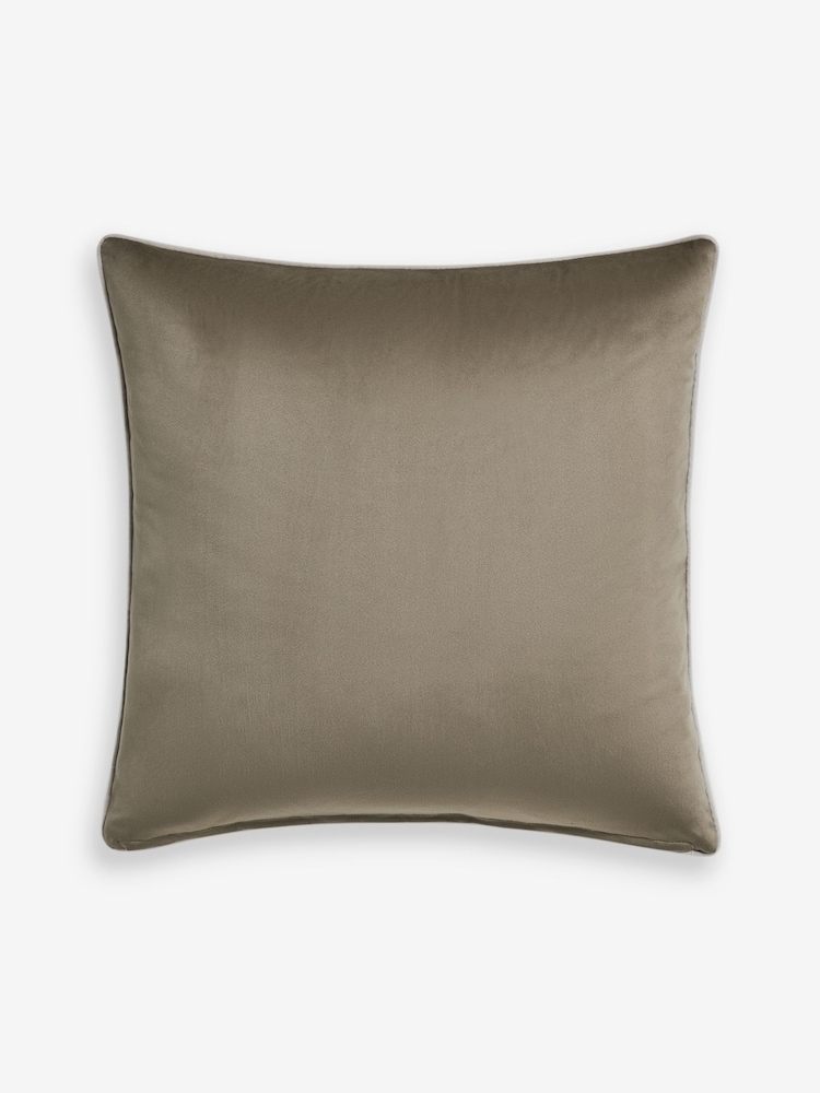 Light Green 59 x 59cm Matte Velvet Contrast Pipe Cushion - Image 2 of 2 Light Green 59 x 59cm Matte Velvet Contrast Pipe Cushion - Image 2 of 2