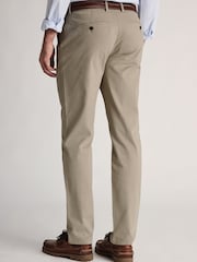 Brook Taverner Natural Tapered Single Pleat Italian Stretch Cotton Trousers - Image 2 of 4