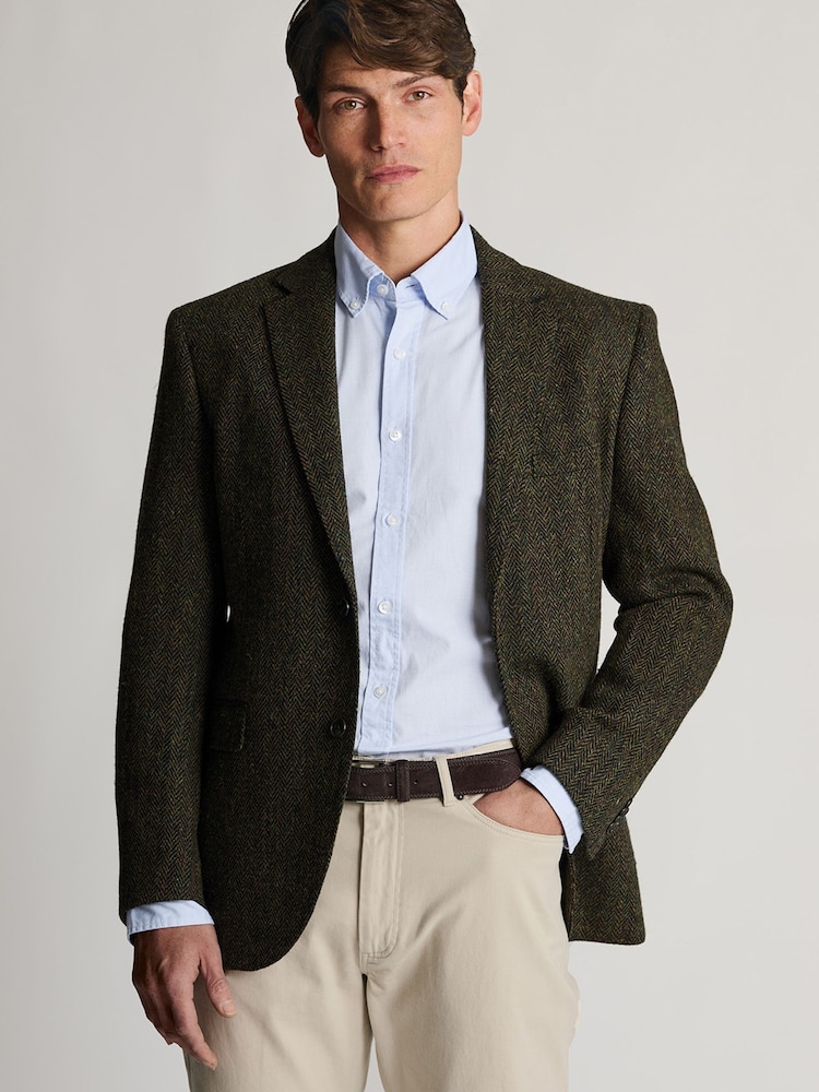 Brook Taverner Green Herringbone Harris Tweed® Jacket - Image 1 of 5
